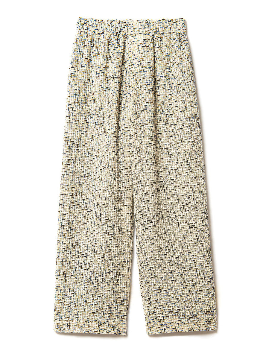 beige tweed trousers with light black details