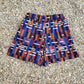 silk colorfull shorts in blue, bordeaux, white and black with geometric print