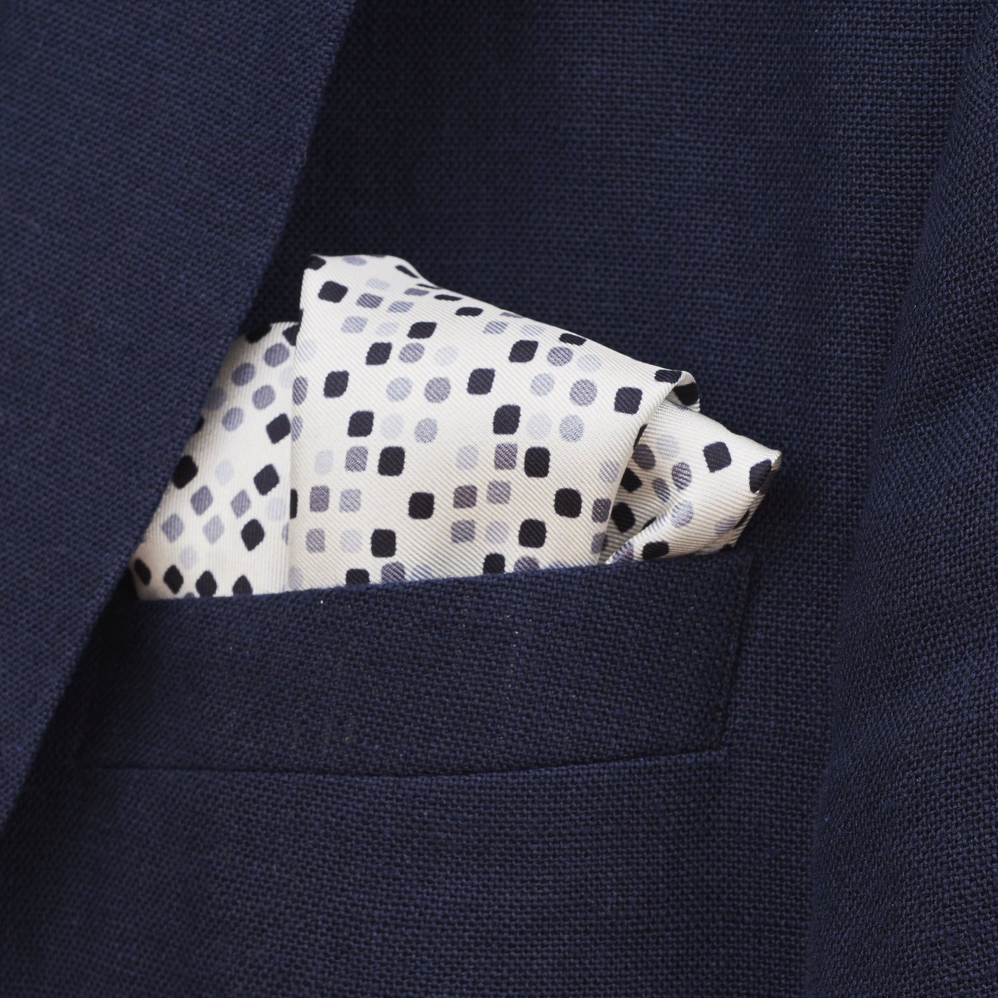 luxury pocket square pure silk made-in-italy hand rollled edges art-deco geometric inspired