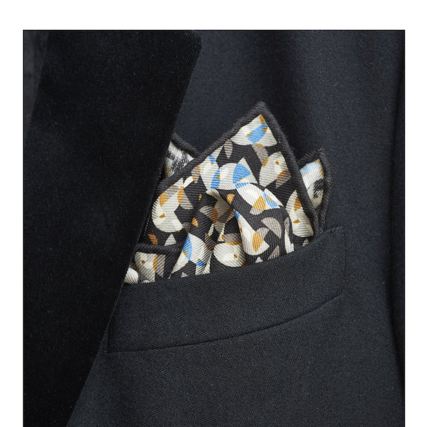 luxury pocket square pure silk made-in-italy hand rollled edges Oscar Niemeyer inspired