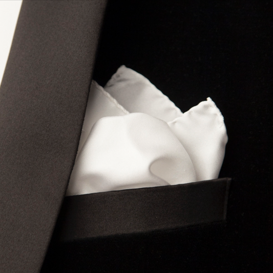 luxury white pocket square pure silk made-in-italy 