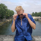 pure silk shirt made in France blue color