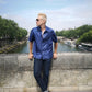 pure silk shirt made in France blue color