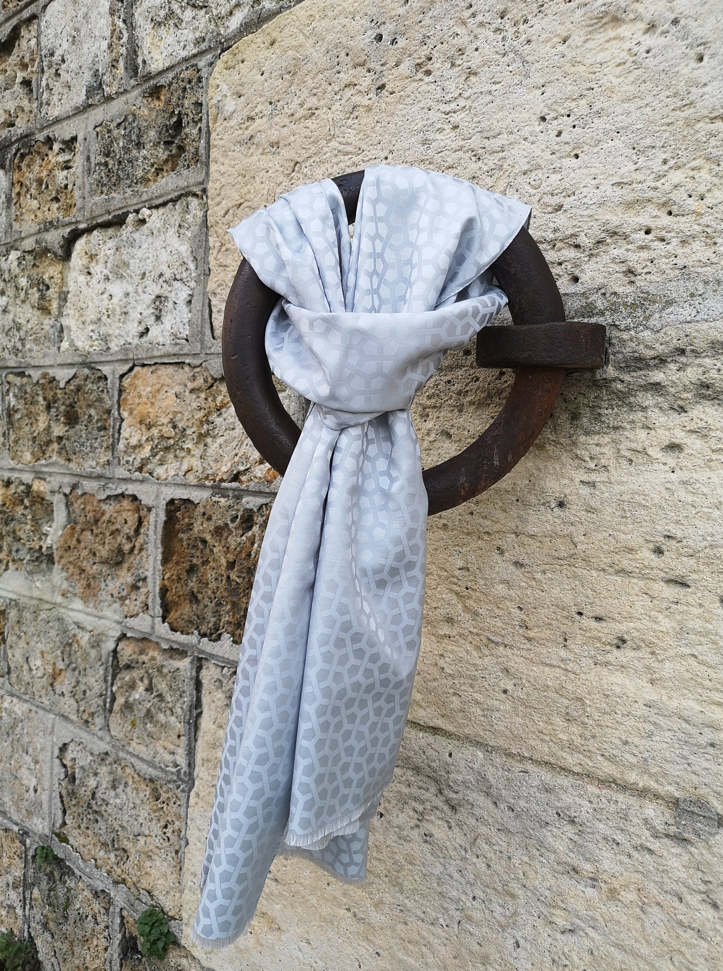 luxury scarf made in france silk wool jacquard